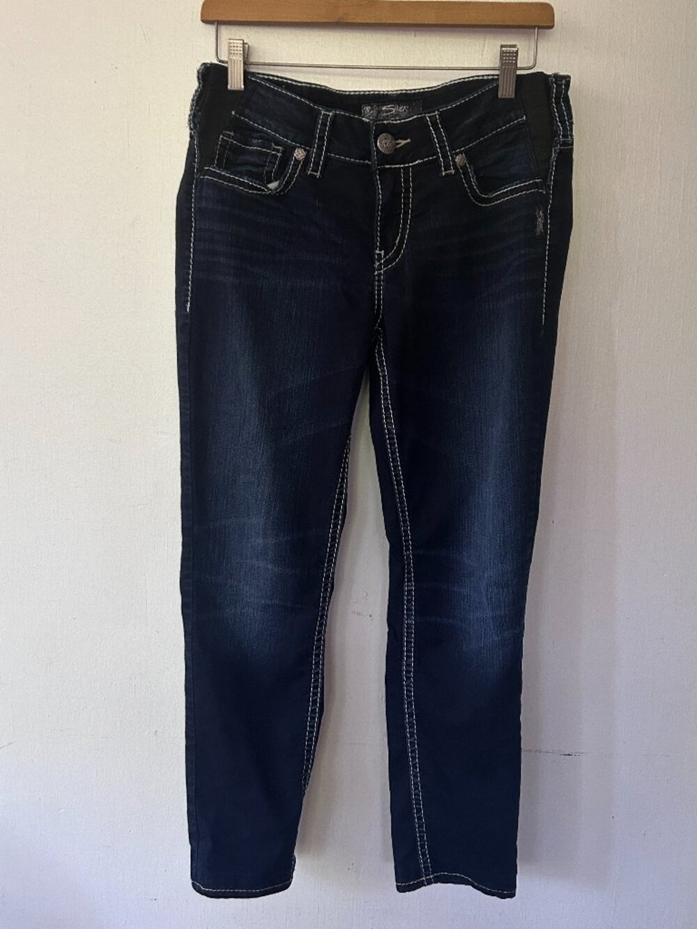 Silver Suki‎ Mid Skinny Jeans Size 29 Dark Wash 2010s Edgy Punk